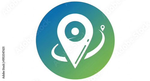 Location Pin Icon with Circular Path on Gradient Background.