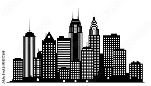 Urban city skyline silhouette with skyscrapers vector illustration