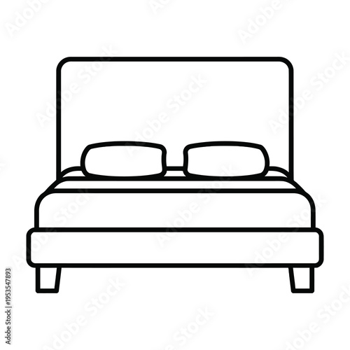 Modern bed frame with two pillows and neatly arranged bedding in minimalist style