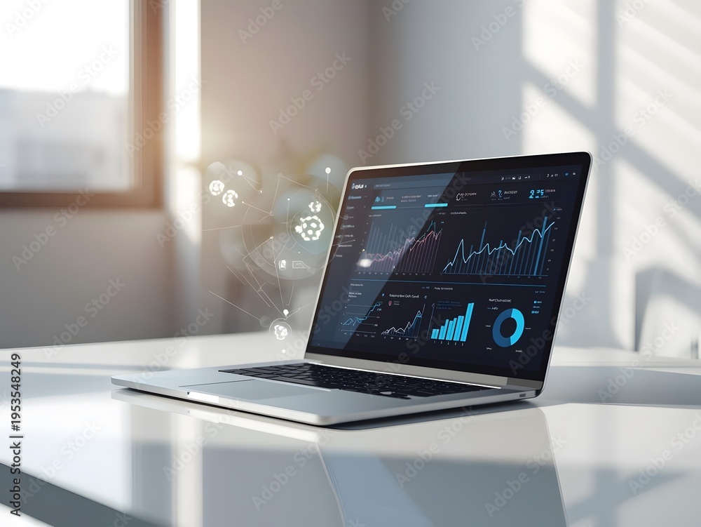 Fototapeta premium Laptop With Artificial Intelligence Data Analytics Interface