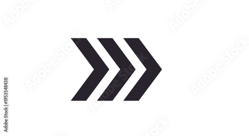 Modern flat design icon with three stacked chevron arrows signifying forward direction.