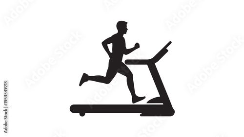 Black silhouette of man running on treadmill