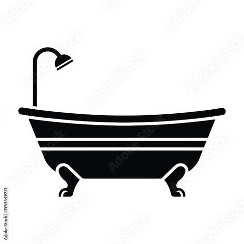 Elegant freestanding clawfoot bathtub with showerhead for luxurious bathroom design