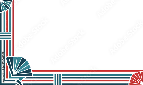 Geometric border design with abstract fan motifs and copy space