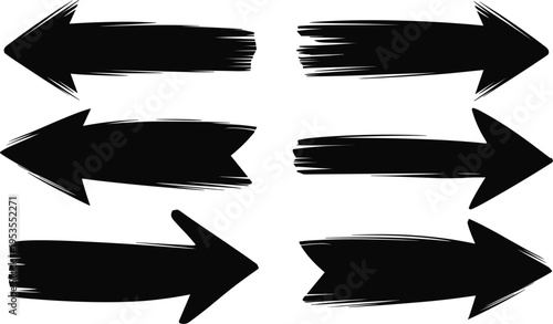 Grunge arrow brush set, hand painted directional arrows collection for creative design elements vector