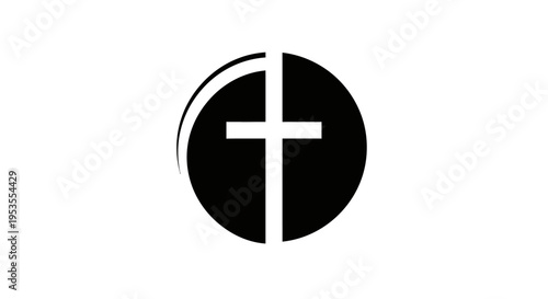 Black cross in a circle, a symbol of faith and spirituality.