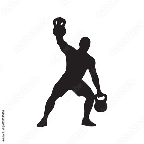 Silhouette of a person doing kettlebell swing exercise