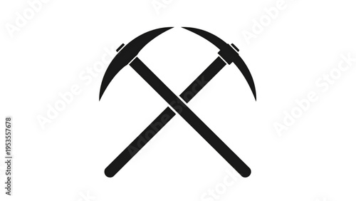 Gold Miner Tools Crossed Shovel Pickaxe Construction Vector Icon