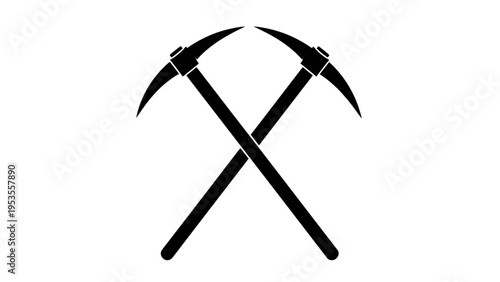 Gold Miner Tools Crossed Shovel Pickaxe Construction Vector Icon