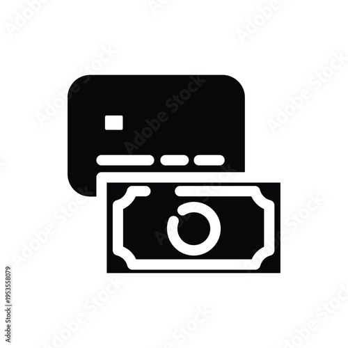 payment method cash or credit card solid icon vector design good for web or mobile app