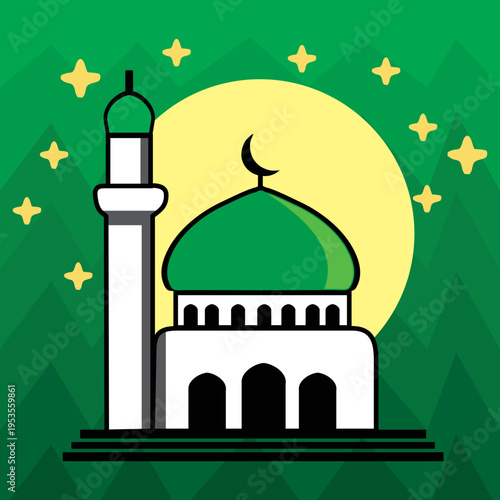 mosque icon vector with green background