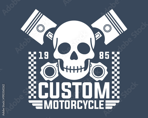 Custom Motorcycle Workshop Skull Emblem Design
