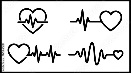 Heart rate icons in a black and white color scheme
