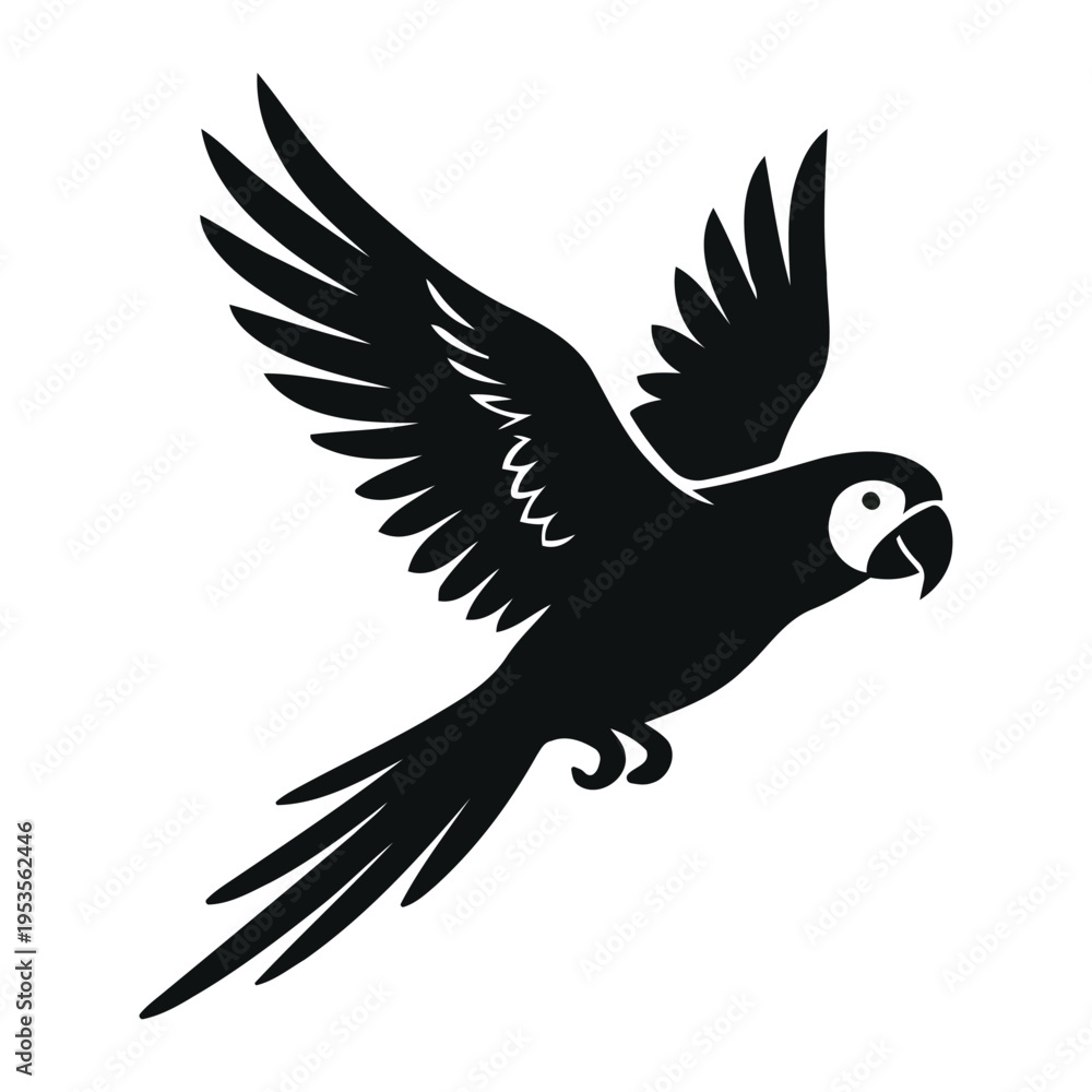 Obraz premium Parrot Flight Vector - Upward Flying Bird Silhouette for Creative Design