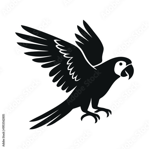 Parrot Gliding Silhouette - Graceful Bird Flight Vector for Branding