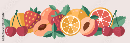 Minimalist spring fruit and citrus icons - Perfect for organic ads.