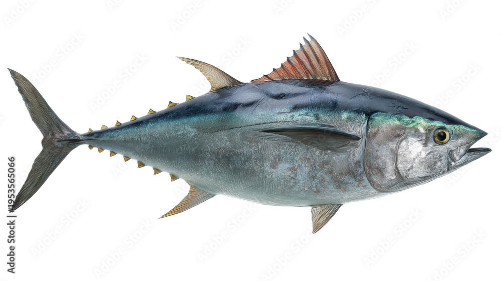 Obraz premium Large tuna swimming in clear water near coral reefs during daylight hours in the ocean