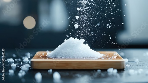 Magnesium chloride solution poured onto hot griddle, creating steam.