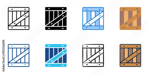 Crate icons set multiple style collection. Editable stroke 
