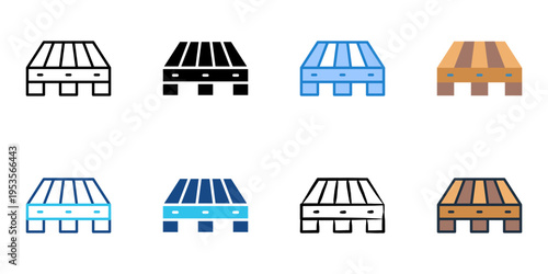 Pallet icons set multiple style collection. Editable stroke 
