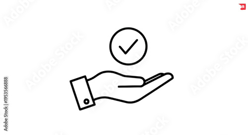 A hand with a check mark above it isolated on transparent background, Vector