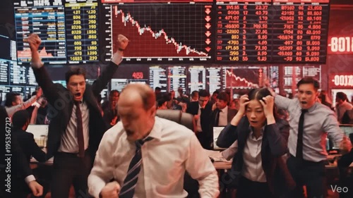Financial Stock Market Crash and Global Economic Crisis with Falling Red Charts Downward Arrows and Volatile Trading Data Displaying Dramatic Bearish Trend Recession and Monetary Loss Concept