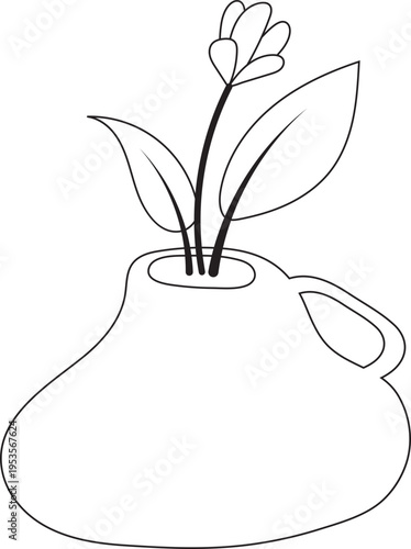 flower jar plant pot hand drawn doodle outline