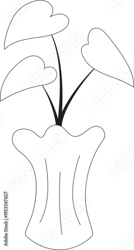colocasia plant pot hand drawn doodle outline