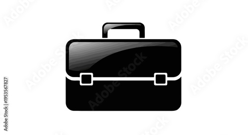 A black briefcase with a handle and clasp isolated on transparent background, Vector