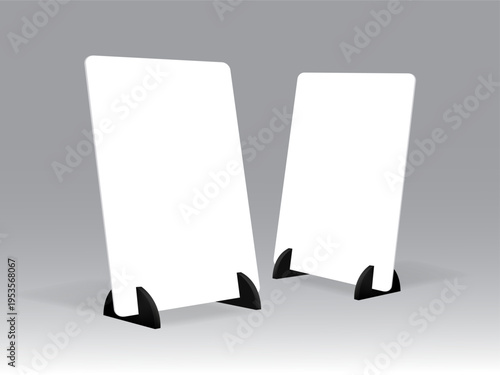 Table top banner, menu, promotion, discount, QR code. Table tent on. Promotional Table Tent Mockup Template. Cards to advertise your business or promote special sales. Payment QR code.