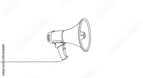 A line drawing of a handheld megaphone isolated on transparent background, Vector