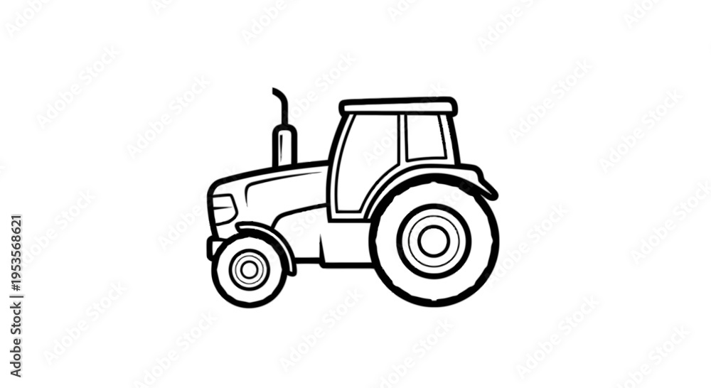 Obraz premium A black line drawing of a tractor isolated on transparent background, Vector