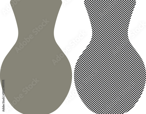 Vector amphora vase icon in solid and textured vector art styles