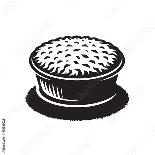 Black Shepherd’s Pie Silhouette Vector, High Quality Illustration on White Background