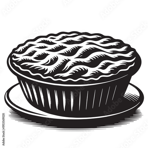 Black Shepherd’s Pie Silhouette Vector, High Quality Illustration on White Background