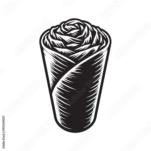 Black Shawarma Silhouette Vector, High Quality Illustration on White Background