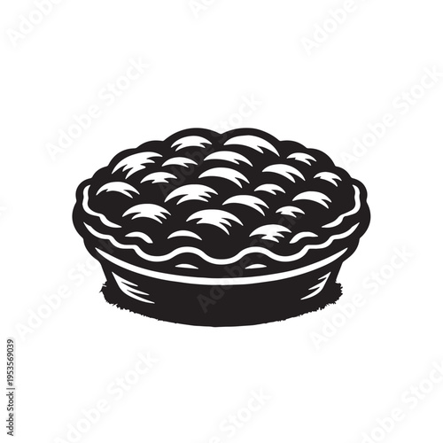 Black Shepherd’s Pie Silhouette Vector, High Quality Illustration on White Background