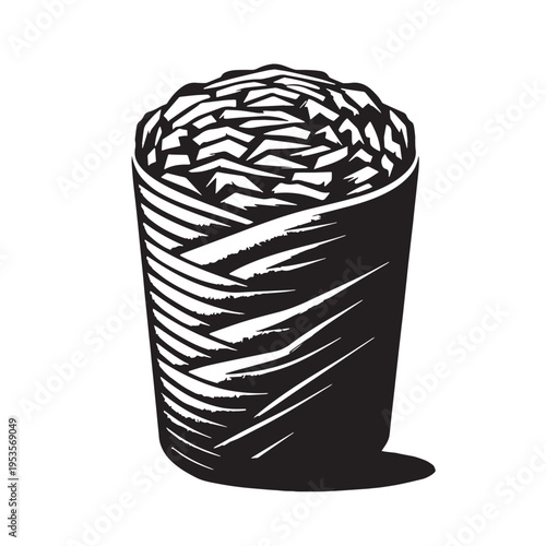 Black Shawarma Silhouette Vector, High Quality Illustration on White Background