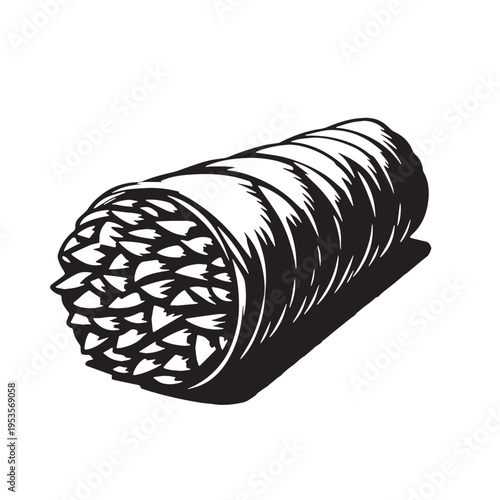 Black Shawarma Silhouette Vector, High Quality Illustration on White Background