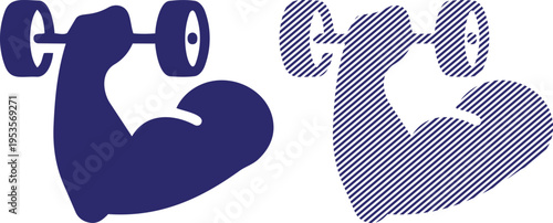 Vector bicep flexing with dumbbell silhouette vector