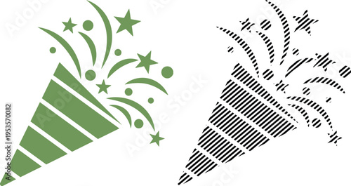 Vector party popper icon, vector silhouette of confetti blast