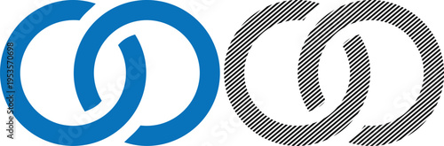 Vector infinity symbol vector duo in blue and hatching style