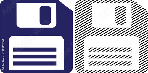 Vector save icon floppy disk in blue and black pattern vector art