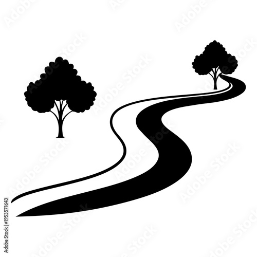 Black Silhouette Landscape – Pathway Design.