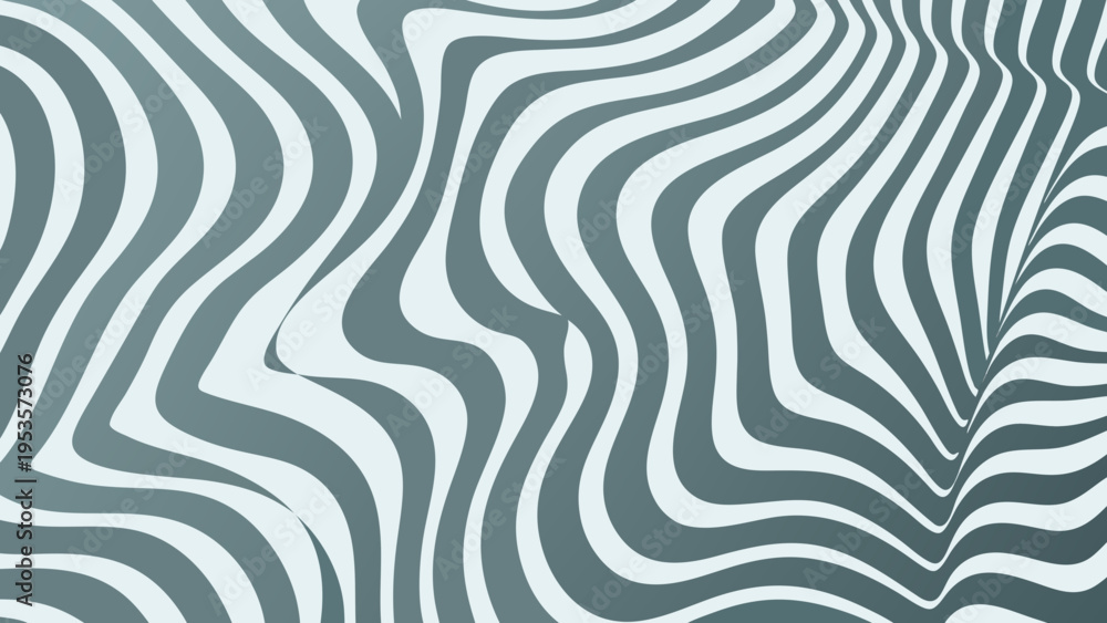 Obraz premium Abstract optical illusion with flowing wavy lines in shades of teal