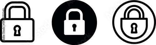 Three padlock icons in different styles and backgrounds