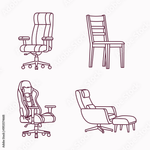 Four different types of chairs