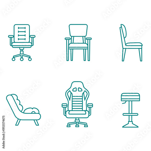 Collection of six different chair styles and designs