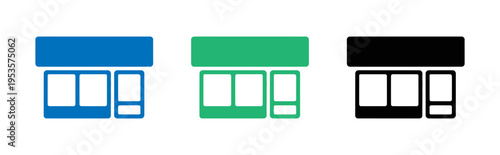 Stylized building storefronts with different colored facades and windows