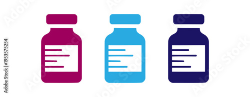 Bottles representing different vaccines and medicines